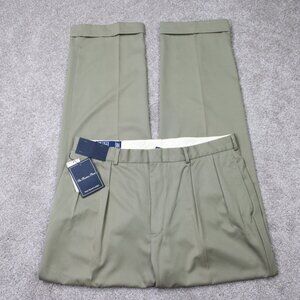 Polo Ralph Lauren Pants NWT Men 38x34 Beige Beaton Pant Pleated Cuffed Polyester